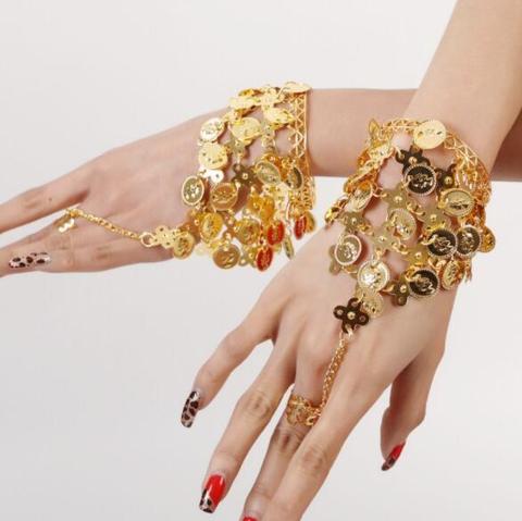 Las mujeres ropa de danza de vientre joyas estilo Bollywood para bailar pulseras 1 par de la joyería accesorios de joyería hindú ► Foto 1/2