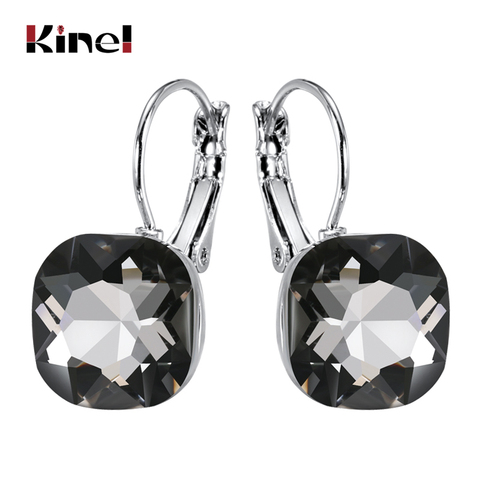 Kinel-pendientes de moda novedosa para mujer, Color plata, con cristales cuadrados, regalo de fiesta, joyería de compromiso, venta al por mayor, envío directo ► Foto 1/6