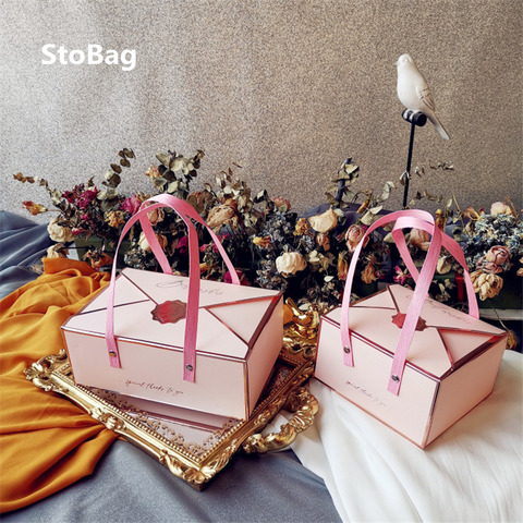 StoBag 5 uds pastel cajas de boda y cumpleaños caja de regalo de Chocolate para hornear pan galleta caramelo bebé ducha decoración postre de embalaje ► Foto 1/6