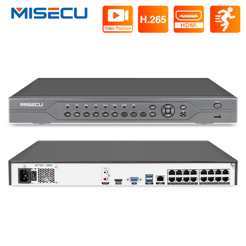 MISECU 16CH 5MP NVR POE 48V Real NVR PoE 5MP 3MP 4K grabador de vídeo en red para cámara IP PoE P2P vmeyesuper DE SISTEMA DE CCTV Onvif FTP ► Foto 1/6