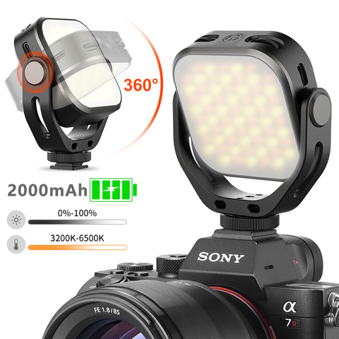 VIJIM VL66 3200k-6500k luz Led para vídeo 360 ° giratorio soporte DSLR Cámara luz W frío zapato 2000mAh portátil continua Luz de relleno ► Foto 1/6