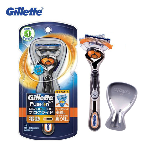 Gillette-afeitadora Gillette Fusion Power para hombre, máquina de afeitar Proglide Flexball, depilación, Barba, limpieza, con soporte ► Foto 1/6