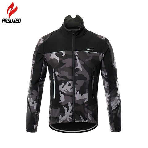 ARSUXEO-Chaqueta térmica de lana para ciclismo, cortavientos para deportes al aire libre, chaqueta ropa ciclismo de montaña, Invierno ► Foto 1/6