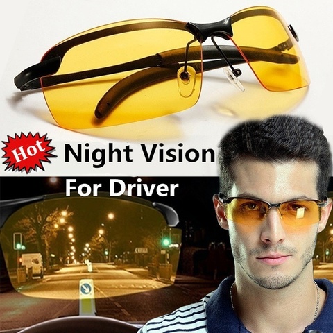 Gafas polarizadas para conducir para hombre y mujer, lentes de sol de alta gama con visión nocturna, UV400, montura de Metal, color amarillo, a la moda ► Foto 1/6