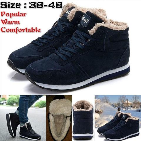 Botas para hombre, zapatos de invierno para hombre, botas de nieve de moda, zapatillas de invierno de talla grande, zapatillas de tobillo para hombre, botas de invierno, calzado azul negro ► Foto 1/6