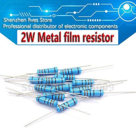 Resistencia de película de Metal 20 piezas 2W 1% 1R ~ 1M 2.2R 4.7R 10R 22R 47R 100R 220R 470R 1K 10K 100K 2,2 10 22 47 4,7 100 220 ohm ► Foto 1/1