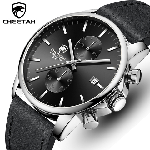 CHEETAH-Reloj de pulsera de cuarzo para hombre, cronógrafo de negocios, informal, de cuero, con fecha, Masculino ► Foto 1/6