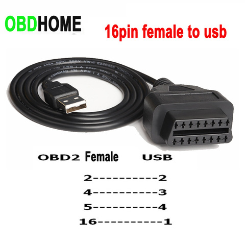 Cable USB hembra a USB de 1M, conector adaptador de conversión Obd, escáner automático, convertidor de puerto de 16 Pines, OBD2 ► Foto 1/6