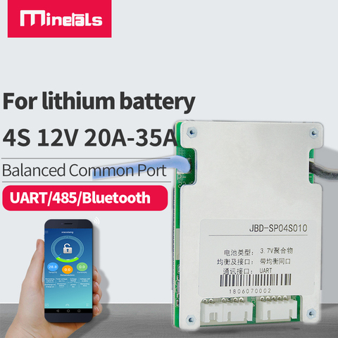 LiFePo4-Placa de protección BMS inteligente para ordenador, common con balance de 18650 de energía solar UART/485, 4s, 12v, BMS 35a ► Foto 1/6