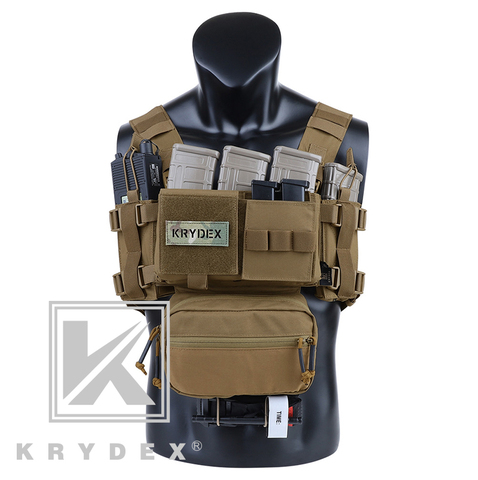 KRYDEX MK3-Chaleco portador militar con bolsa de revistas para caza Airsoft, aparejo de pecho, Coyote, Mini Ranger, marrón ► Foto 1/6