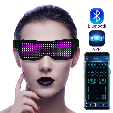 Gafas de fiesta mágicas con Bluetooth, gafas luminosas con Control por aplicación Led, gafas de ojo de fiesta con sílabas eléctricas EMD DJ ► Foto 1/6