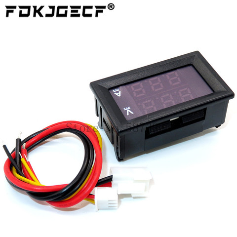 Voltímetro de CC 0-100V 10A, amperímetro rojo + azul, LED, Amp, doble Digital, medidor de voltímetro, pantalla LED, amperímetro, indicador de voltaje ► Foto 1/2