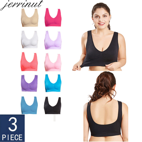 Jerrinut Dropshipping VIP 3 unids/lote de talla grande sujetadores para mujeres sujetador sin costuras algodón deportes dormir activo Bralette mujeres acolchado sujetador ► Foto 1/6