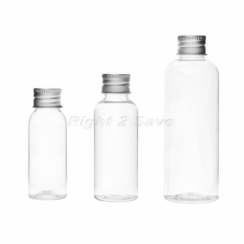 Botella de plástico de 5 uds. 30 ML/50 ML/100 ML con tapón de rosca de aluminio, kit de viaje para contenedores cosméticos, crema de loción para mascotas portátil ► Foto 1/6