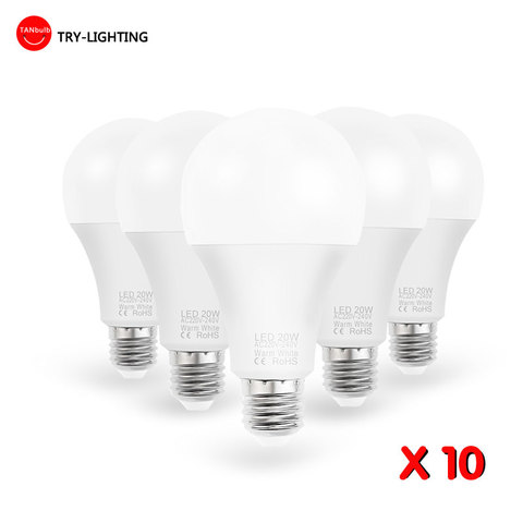 10 Uds bombillas LED para lámpara E27 AC220V 240V bombilla de luz Real potencia 20W 18W 15W 12W 9W 5W 3W Lampada de la habitación casa ► Foto 1/1