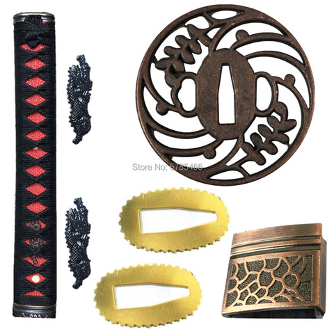 Un conjunto de espada de aleación de accesorio para japonesa Katana/Wakizashi/Tanto Artesanía de Metal Tsuba + sujeto al modo tradicional + Fuchi + Kashira + Habaki + Seppa ► Foto 1/4