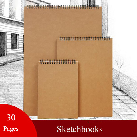 1PC estudiante dibujo Sketchbook 30 páginas A3/A4/A5 papel de arte espiral de cuadernos de papel de cuaderno libro de dibujo arte suministros ► Foto 1/6