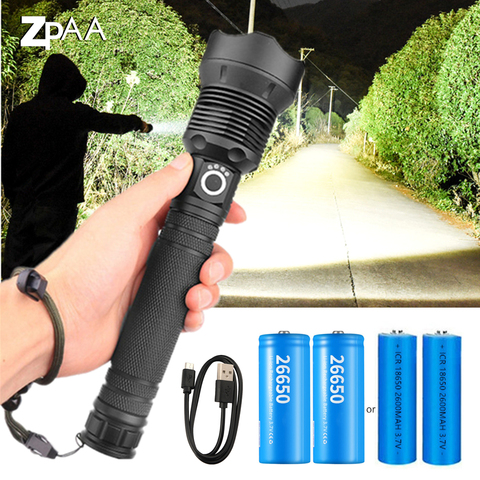 Linterna potente xhp70.2 con USB, lámpara tipo antorcha superbrillante, linterna táctica con Zoom LED xhp70 xhp50 con batería de 18650 o 26650 ► Foto 1/6