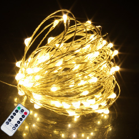 Guirnalda de luces LED de hadas de alambre de cobre, cadena de luces con Control remoto para decoración de Sala de bodas, árbol de Navidad, 5M, 10M, 20M ► Foto 1/6