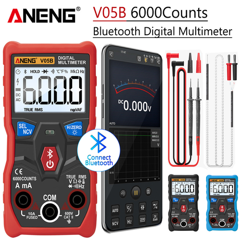 ANENG Bluetooth multimetro digital analógico profesional V05B polimetro tester Digital multimeter comprobador de 6000 recuentos, voltaje de corriente AC/DC, Mini probadores de valores eficaces auténticos, Multimetro ► Foto 1/6