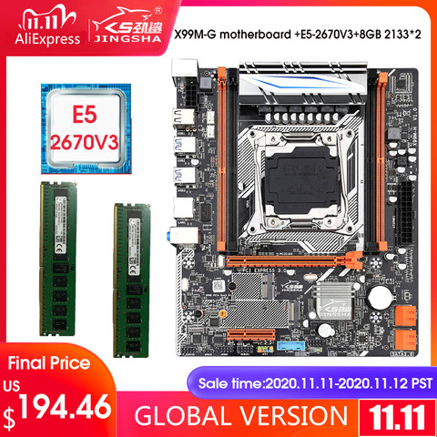 Juego de placa base X99 con CPU Xeon E5 2670 V3 LGA2011-3, 2x8GB = 16GB, PC4, DDR4 RAM, MHz 2133, Memoria REG ECC RAM, NVME M.2/WIFI ► Foto 1/6