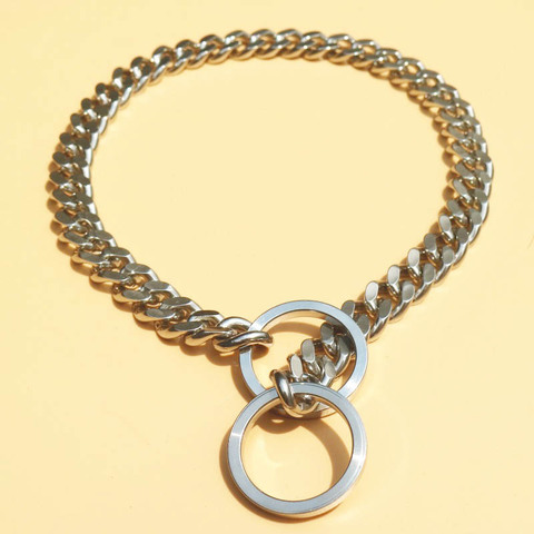 Acero inoxidable Cadena de acero para perro de Metal formación perro Collar de plata de Collar para perros grandes Pitbull Bulldog 35-65cm cuello circunferencia ► Foto 1/4