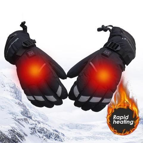 Guantes de esquí con ajuste de temperatura, 5 velocidades, calentador USB para manos de carga, calefacción para dedos, cálidos, de Seguridad constante ► Foto 1/6