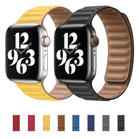 Correa de cuero para apple watch, banda de 44mm y 40mm para iWatch series 6 SE 5 4 3 2 1, pulsera de reloj de 42mm y 38mm ► Foto 1/5