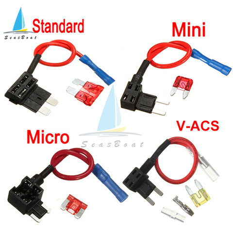 12V fusible, añadir un circuito TAP adaptador Micro Mini estándar ACS ATM APM hoja fusible automático con 10A fusible cuchilla para coche ► Foto 1/6