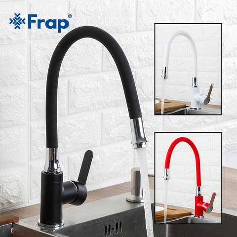 FRAP-grifo flexible para cocina, mezclador de fregadero de cocina de estilo moderno, grifos de una sola manija, color rojo, blanco, negro, agua fría y caliente ► Foto 1/6