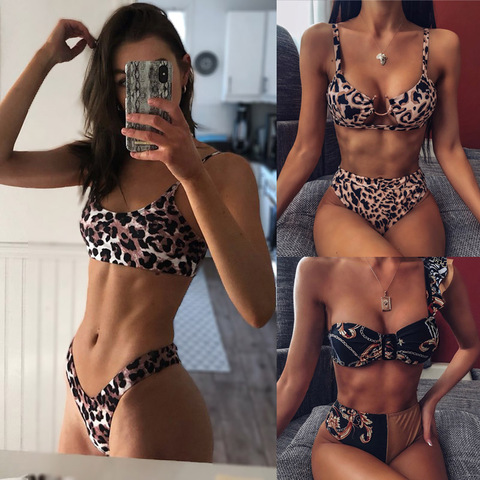 Sexy Leopard Bikinis 2022 Micro Bikini Set Push Up Tanga Biquini traje de baño de corte alto mujeres Mini traje de baño femenino ► Foto 1/6