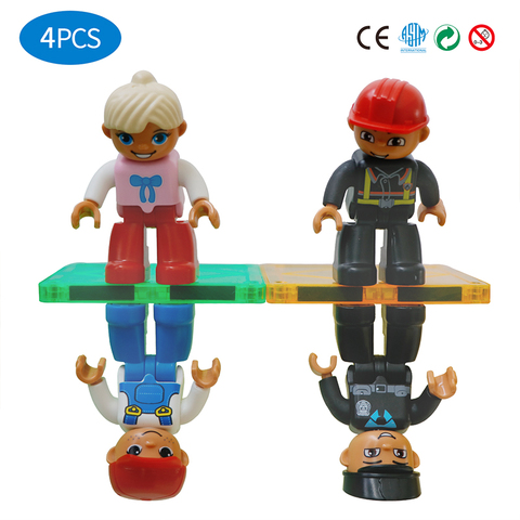 Figuras de la comunidad magnética 4 unids/set de personas de juguete azulejos magnéticos accesorios para policía, trabajador, chica, bombero para juguetes educativos ► Foto 1/6