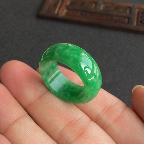 Anillo de Jade VERDE Natural, amuleto de jadeita, joyería de moda, dije chino, artesanías talladas a mano, regalos de la suerte, hombres y mujeres ► Foto 1/6