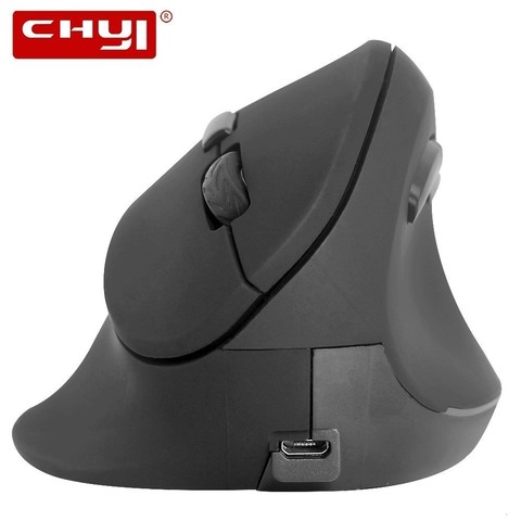 CHYI-ratón inalámbrico Vertical para ordenador, ergonómico, recargable, ratón Gaming para ordenador, 1600 DPI, óptico, USB, 6 botones, de mano grande ► Foto 1/6