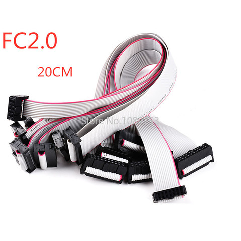 Cable de datos de cinta plana gris, FC-6 de paso de 2,0 MM, 8/10/14/16/20/40/50 Pines, 20CM, JTAG ISP, descarga para DC-3, encabezado de caja IDC, 1 Uds. ► Foto 1/4