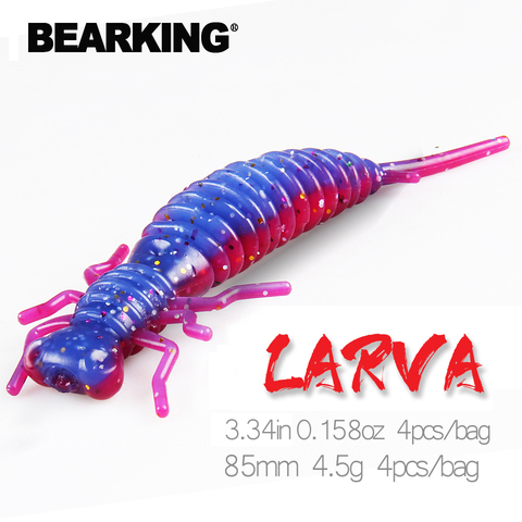 BEARKING Larva suaves señuelos de 85mm 4,5g 4 unids/bolsa pesca Artificial de silicona bajo Pike Minnow Swimbait Jigging de cebos gusano ► Foto 1/6