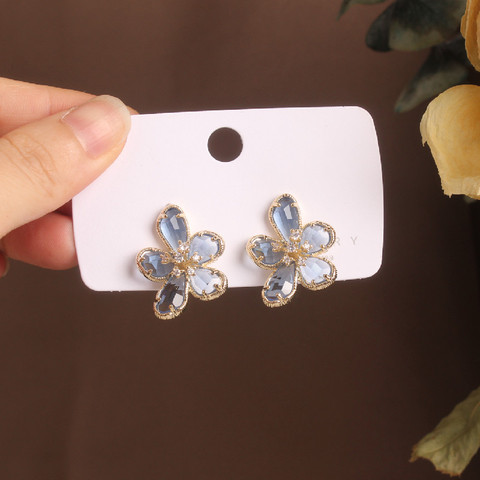 2022 coreano nuevo diseño de moda joyería exquisita cobre incrustaciones de Zircon Flor de vidrio pendientes elegantes de las mujeres pendientes de fiesta ► Foto 1/6