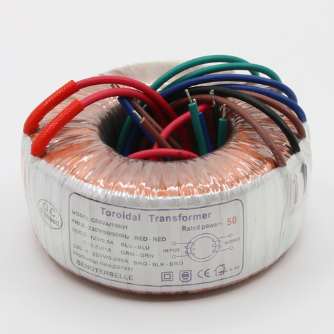 Transformador Toroidal de cobre puro de 50W, entrada: 230V salida: 220V * 2 + 12V + 6,3 V, amplificador de sonido de tubo, fuente de alimentación ► Foto 1/4