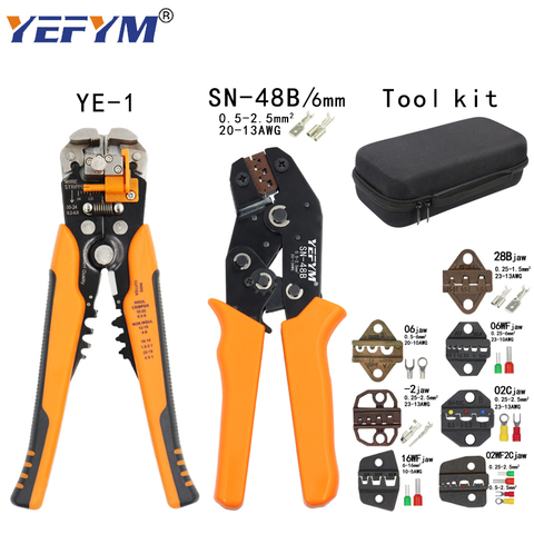 YEFYM SN-48B prensa alicates, herramientas set 7 la mandíbula para 2,8 de 4,8 terminales 6,3 doble cubierta Kit bolsa eléctrica Mini abrazadera de reparación ► Foto 1/6