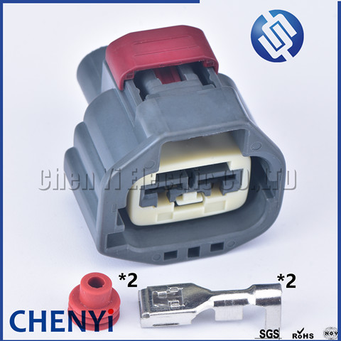 Conector de cable eléctrico automotriz, conector hembra de 6,3 MM, resistente al agua, 2 juegos, 2 pines, 7283-5596-10, 7282-5596-10, con pines y sellos ► Foto 1/6