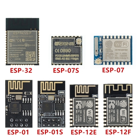 Uds ESP8266 ESP-01 ESP-01S ESP-07 ESP-07S ESP-12 ESP-12E ESP-12F ESP-32 serial WIFI inalámbrico módulo transceptor inalámbrico de 2,4G ► Foto 1/6