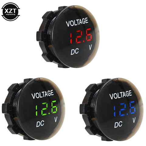 Voltímetro Digital de cc 12V-24V, medidor de voltaje, pantalla Led para coche, motocicleta, barco, ATV, camión, accesorios de reajuste ► Foto 1/6