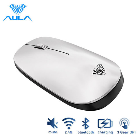 AULA-ratón inalámbrico SC800 Bluetooth 2400DPI 2,4 GHz, óptico, silencioso, ergonómico, portátil, ultrafino, para el hogar y la Oficina ► Foto 1/6