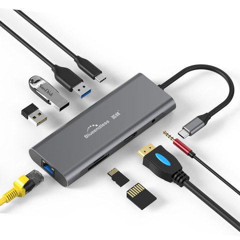 LU USB-C tipo C 3,1 Splitter 3 puertos USB C HUB a Multi USB 3,0 adaptador HDMI para MacBook Pro USB C HUB estación de acoplamiento de ordenador portátil ► Foto 1/6