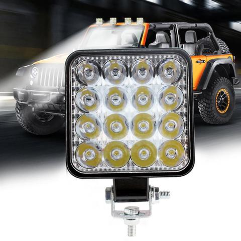 Faro cuadrado brillante para coche, camión, SUV, vehículo, 48W, 16LED, luz de trabajo ► Foto 1/4