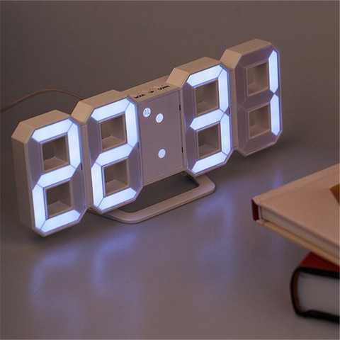 Nueva alarma Digital LED relojes de gran dígitos 3D Reloj de pared electrónica de estante para reloj Nixie reloj Horloge Mural en la pared casa ► Foto 1/6