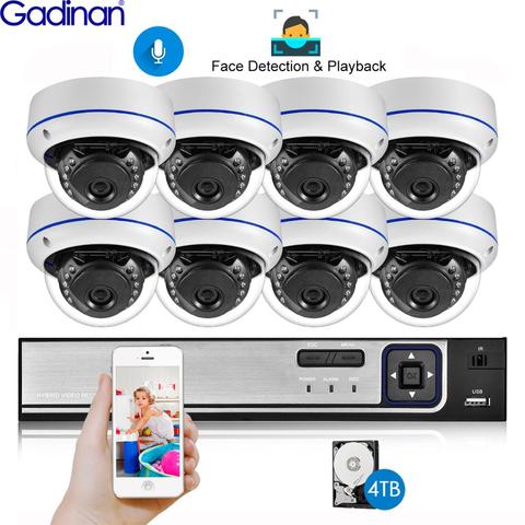 Gadinan, detección de cara, 8 canales, 5MP, NVR, Kit de seguridad CCTV, sistema POE, Audio, domo de grabación, para exteriores, POE, cámara IP, videovigilancia, Set ► Foto 1/6