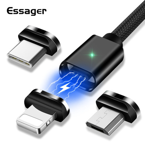 Cable USB magnético Essager para iPhone 11 Pro Max xiaomi Redmi Magnet tipo C Cable Micro USB cargador rápido Cable de teléfono móvil ► Foto 1/6
