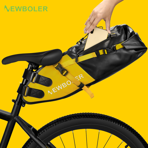 NEWBOLER-bolsa impermeable para SILLÍN de bicicleta, bolsa trasera plegable para ciclismo de montaña o carretera, de gran capacidad, 13L ► Foto 1/1