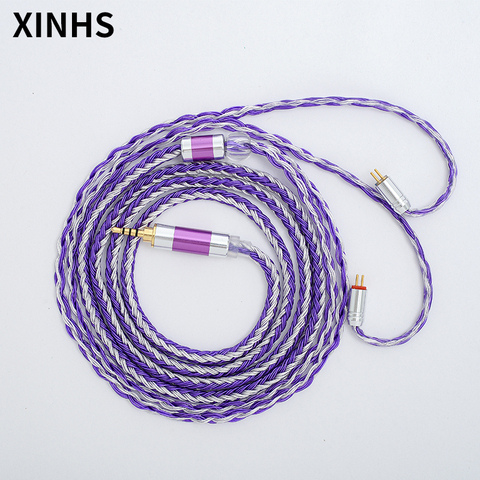 Cable de cobre Chapado en plata de 24 núcleos para auriculares, MMCX/0,78mm, 2 pines/QDC/TFZ con orejas redondas, Cable mejorado para auriculares ► Foto 1/6